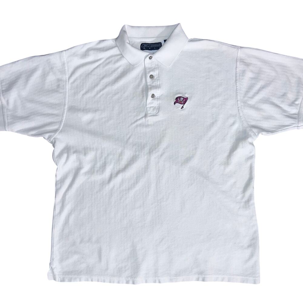 Tampa Bay Buccaneers Vintage Reebok White Polo Golf Shirt - Size: Large